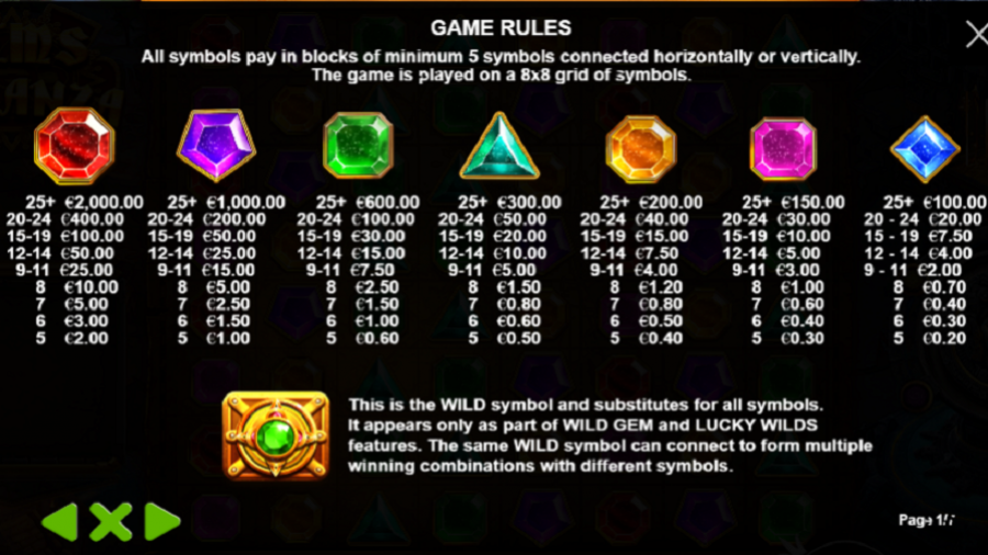 Gems Bonanza Feature Symbols - partycasino
