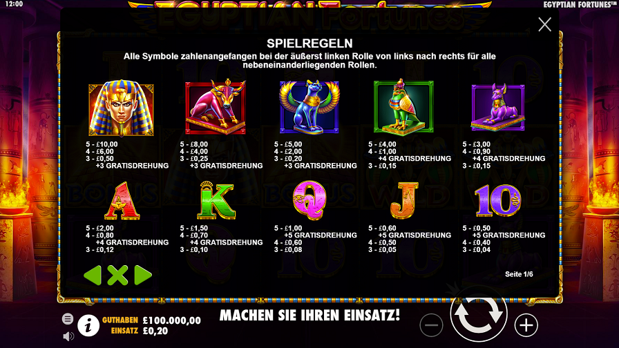 Egyptian Fortunes Feature Symbols De - partycasino