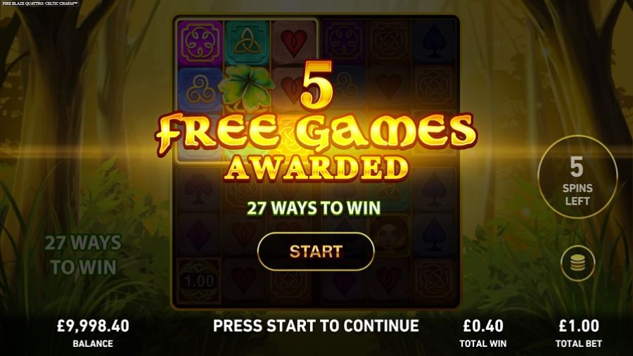 Fire Blaze Quattro Celtic Charm Bonus Eng - partycasino