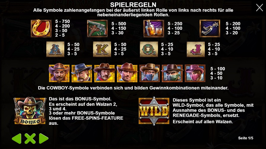 Cowboys Gold Feature Symbols De - partycasino