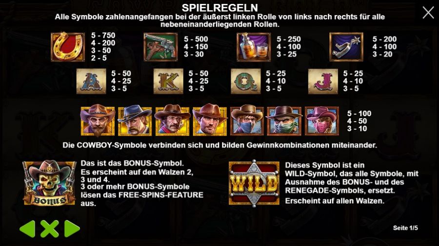 Cowboys Gold Feature Symbols De - partycasino