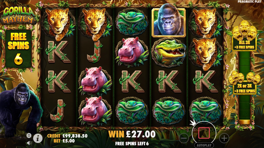 Gorilla Mayhem Free Spins - partycasino