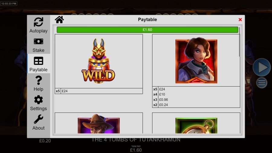 The 4 Tombs Of Tutankhamun Feature Symbols Eng - partycasino