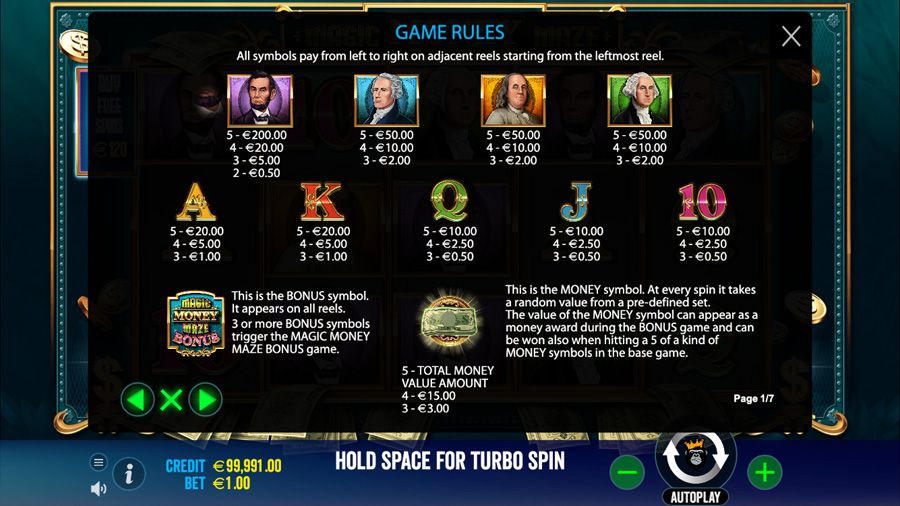 Magic Money Maze Symbols - partycasino