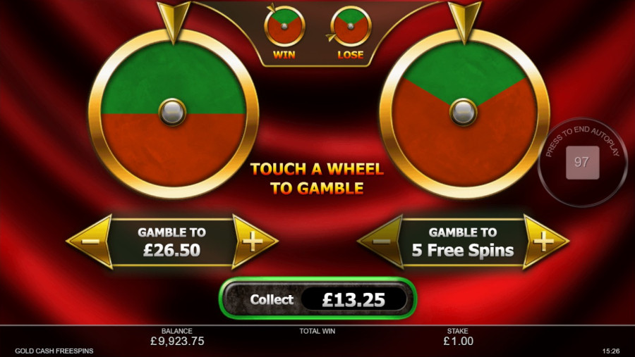 Gold Cash Freespins Gamble Wheel - partycasino-canada