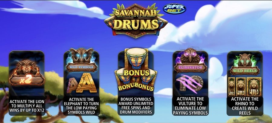 Savannah Drums Featured Symbols - partycasino-canada