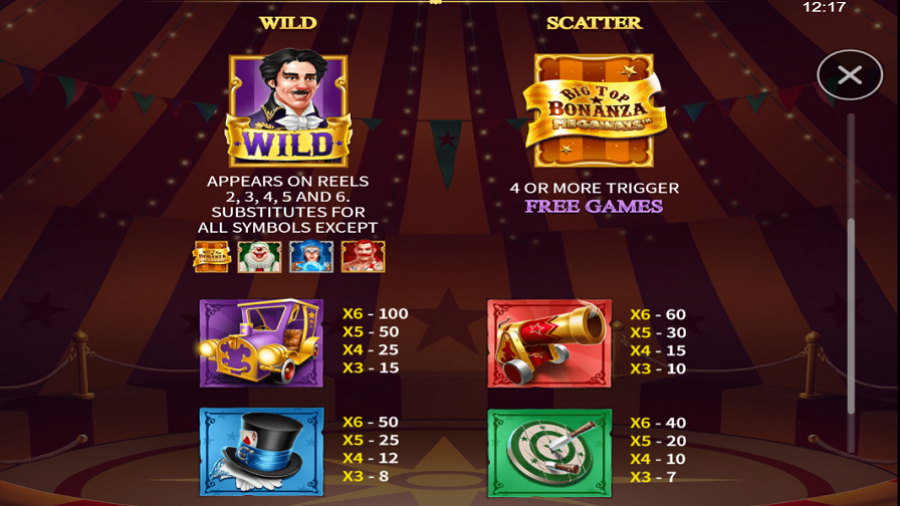 Big Top Bonanza Megaways Feature Symbols - partycasino-canada
