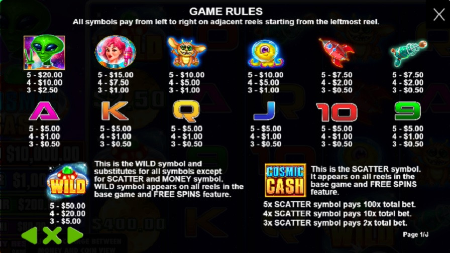 Cosmic Cash Feature Symbols En - partycasino-canada