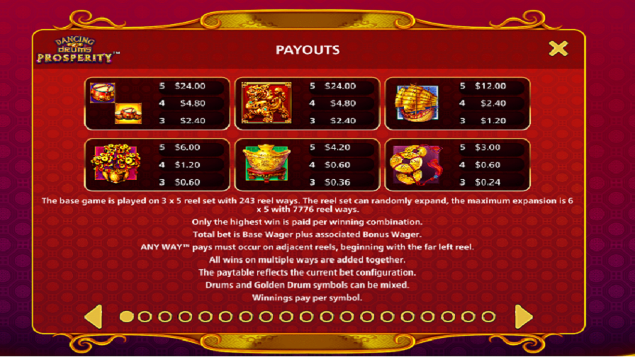 Dancing Drums Prosperity Feature Symbols - partycasino-canada