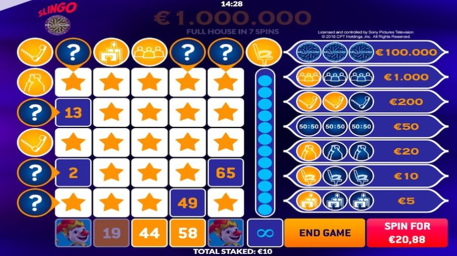 Slingo Who Wants To Be A Millionaire - partycasino
