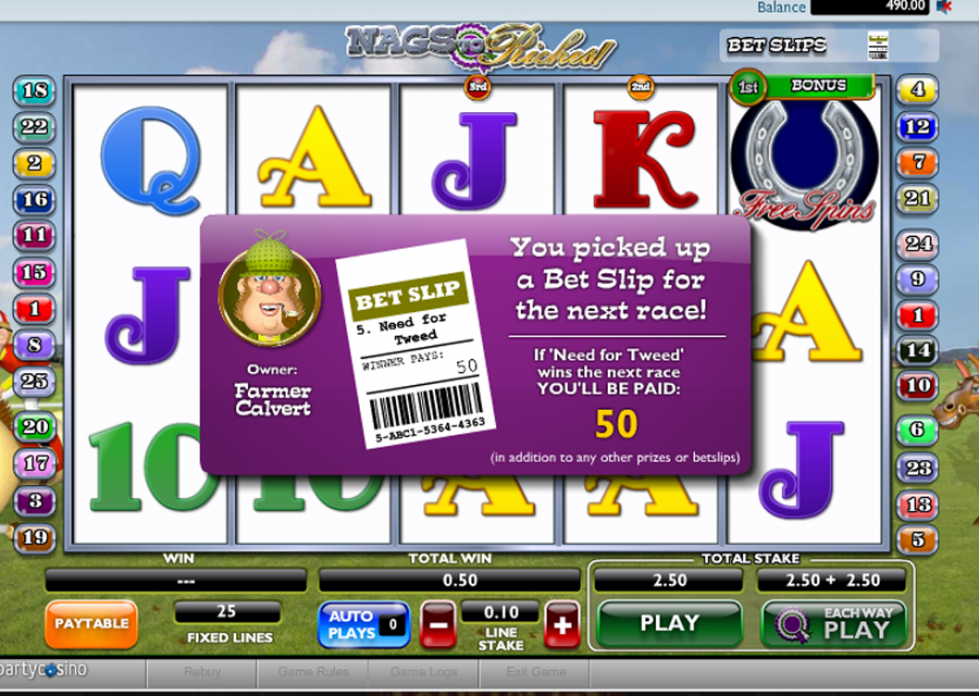 Nags To Riches Bet Slip - partycasino