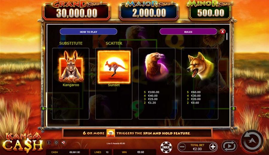 Kanga Cash Feature Symbols - partycasino