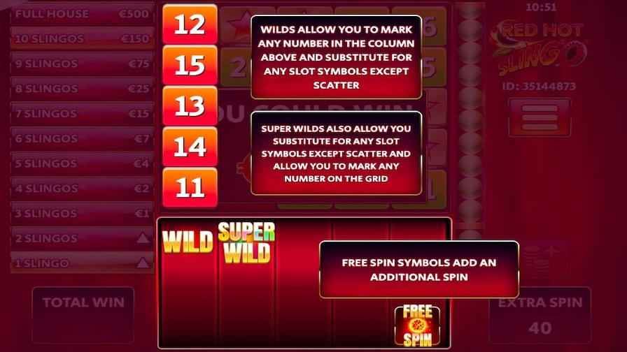 Slingo Red Hot Featured Symbols - partycasino