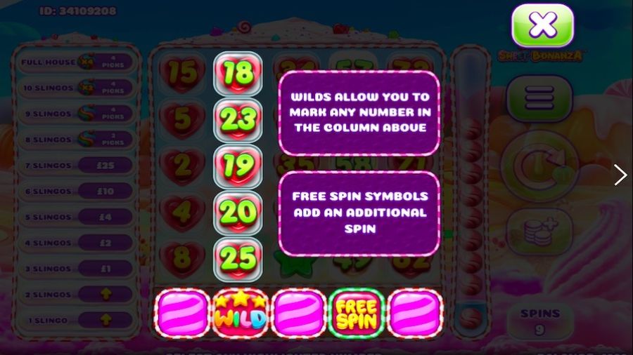 Slingo Sweet Bonanza Feature Symbols - partycasino