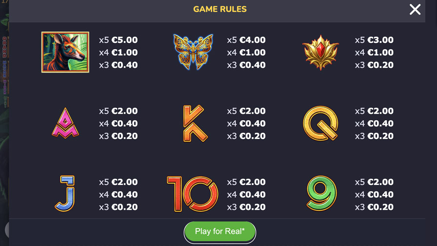 Electric Jungle Symbols - partycasino