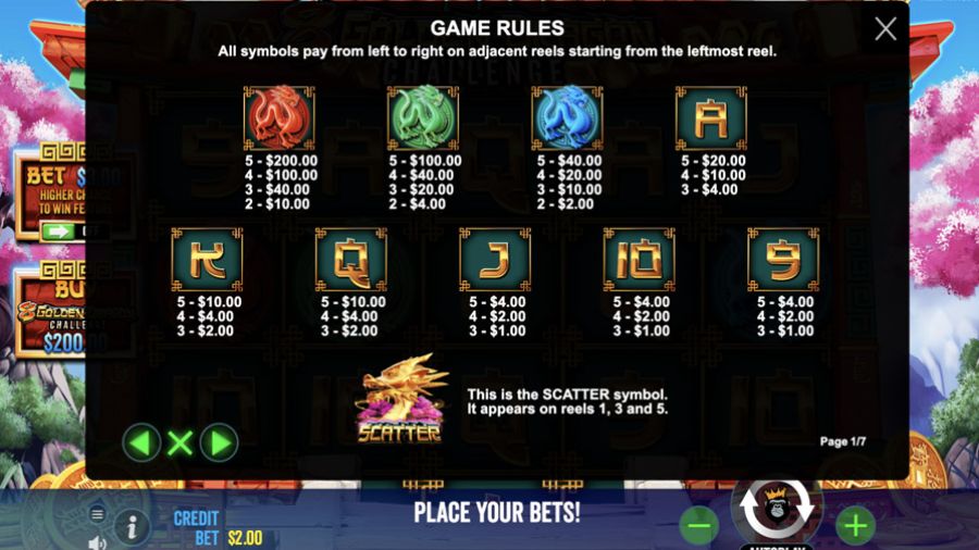 8 Golden Dragon Challenge Symbols - partycasino
