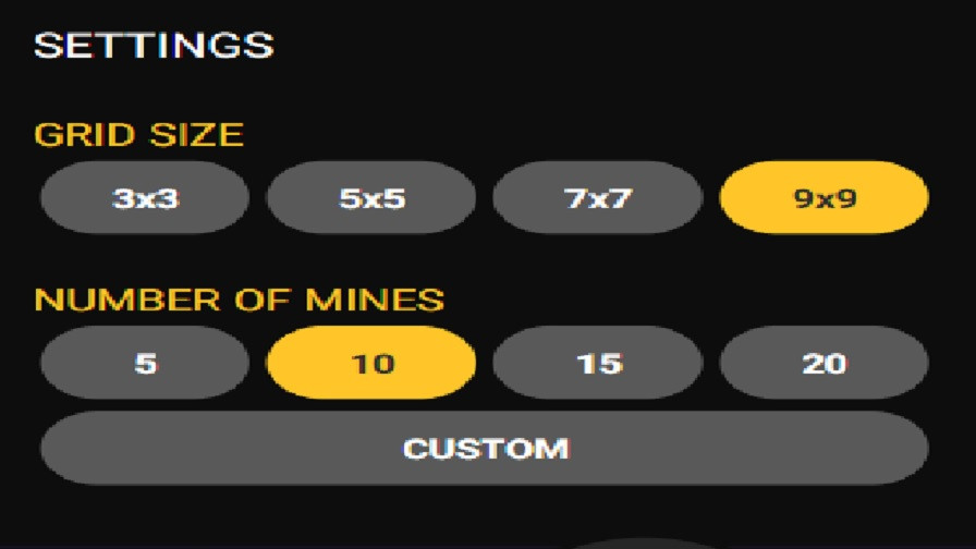 Mines Dare2win Settings Image En - partycasino