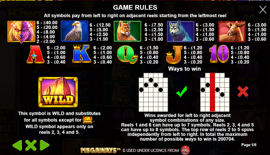 Buffalo King Megaways Feature Symbols - partycasino