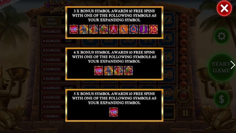 Book Of Slingo Feature Symbols - partycasino