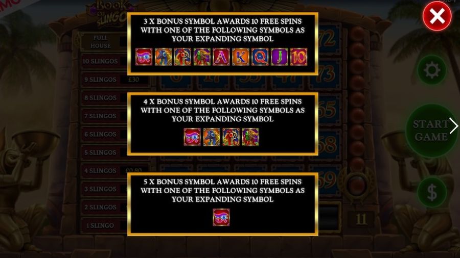 Book Of Slingo Feature Symbols - partycasino