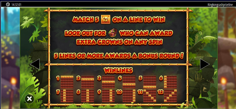 King Kong Cash Prize Lines Feature Symbols - partycasino