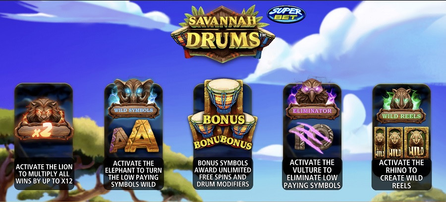 Savannah Drums Featured Symbols - partycasino