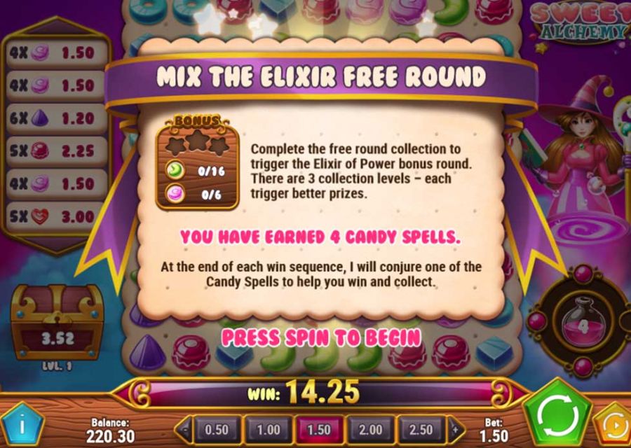 Sweet Alchemy Bonus - partycasino