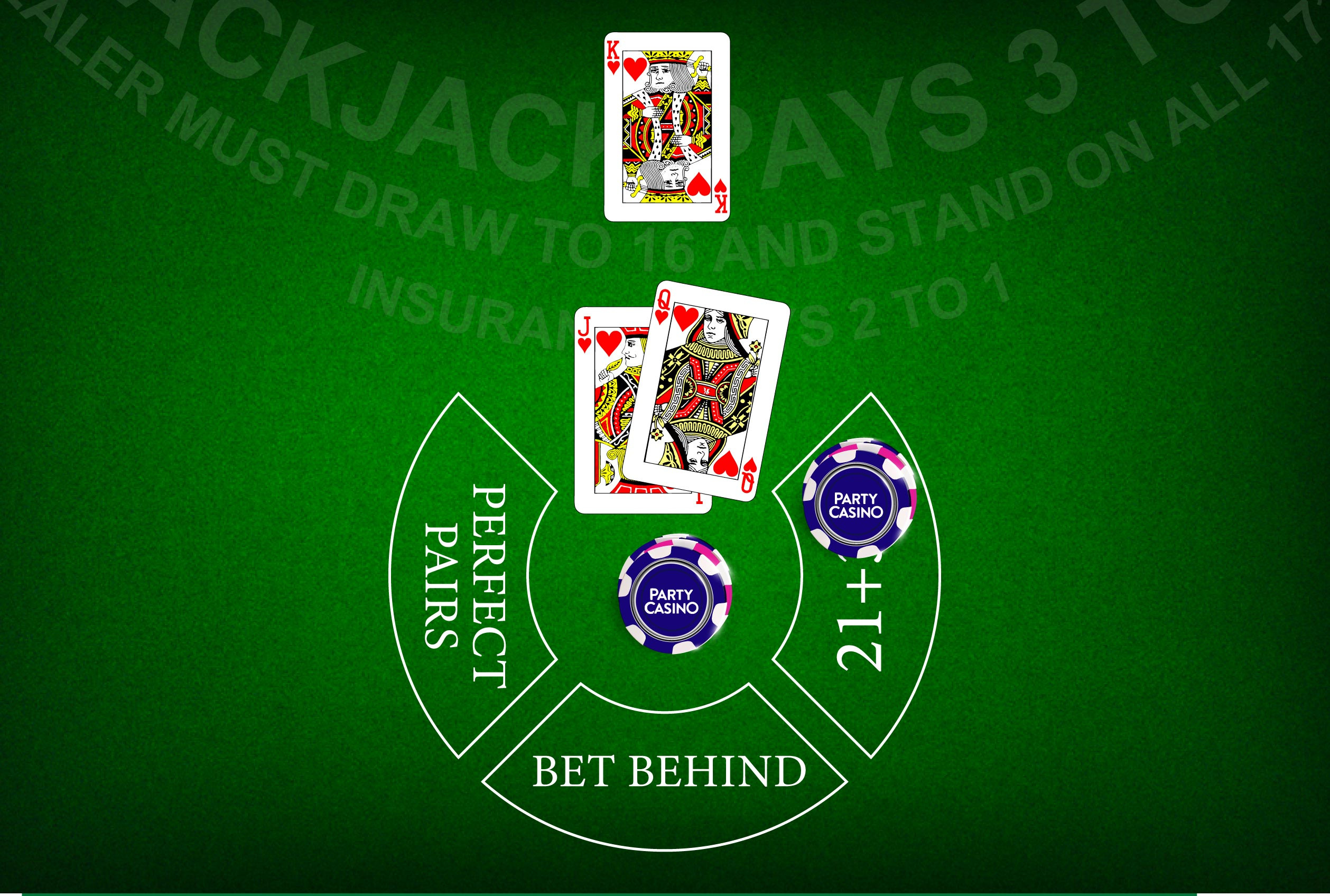 Blackjack Straight Flush Side Bet Close Up - partycasino