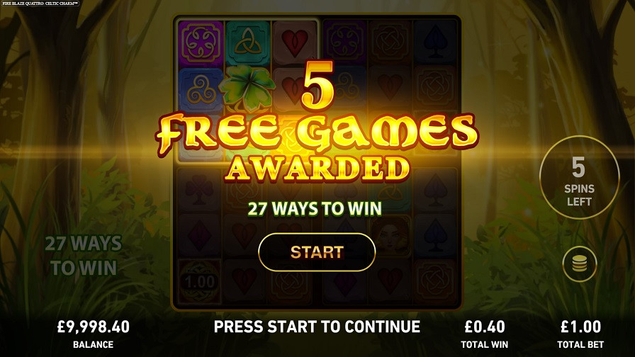 Fire Blaze Quattro Celtic Charm Bonus Eng - partycasino