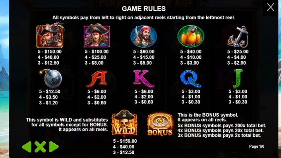 Pirate Golden Age Symbols - partycasino