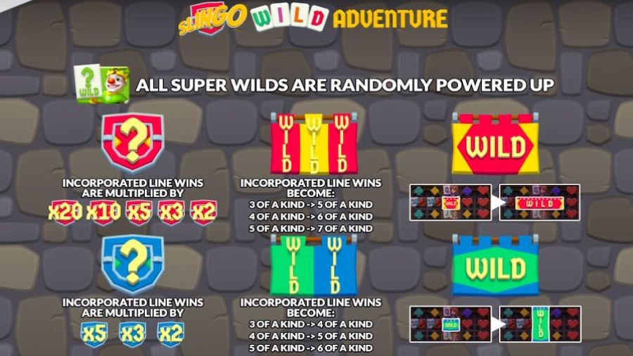 Slingo Wild Adventure Feature Symbols - partycasino