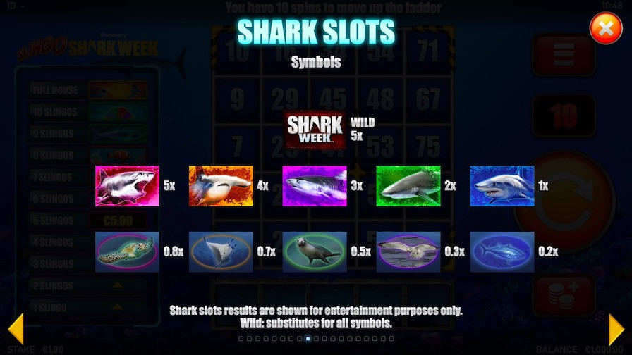 Slingo Shark Week Feature Symbols - partycasino