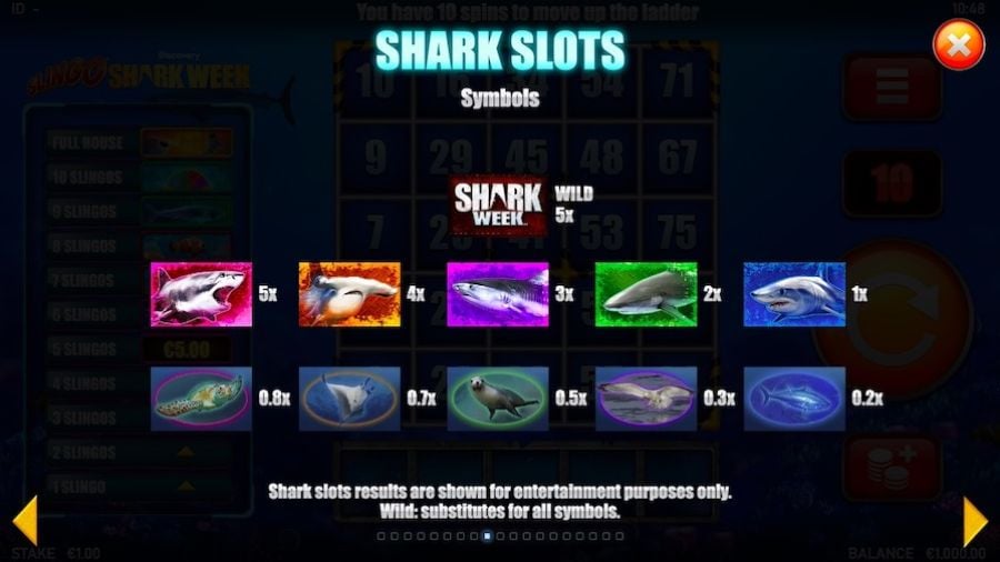Slingo Shark Week Feature Symbols - partycasino