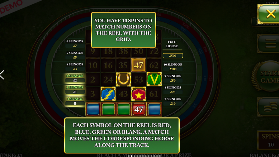 Slingo Racing Feature Symbols - partycasino