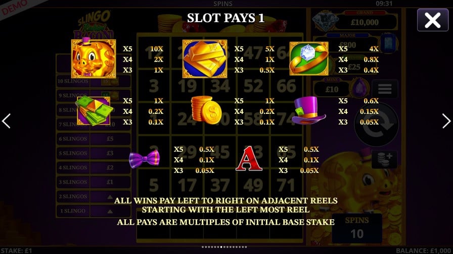 Slingo Rakin Bacon Feature Symbols Eng - partycasino