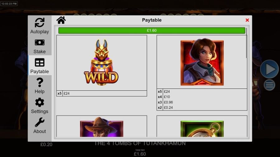 The 4 Tombs Of Tutankhamun Feature Symbols Eng - partycasino