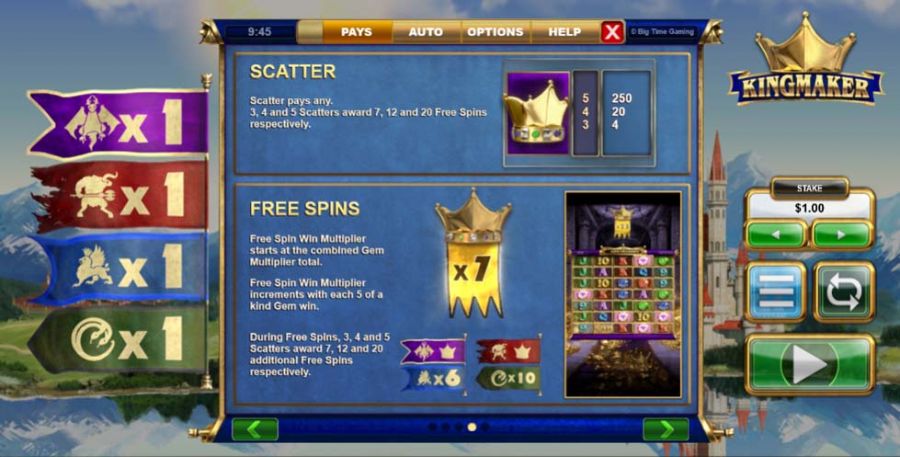 Kingmaker Featured Symbols - partycasino