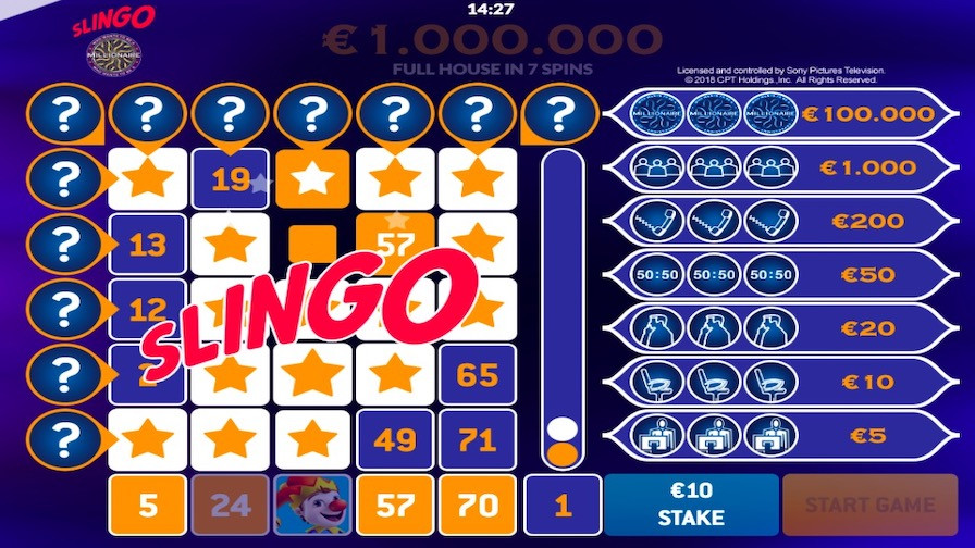 Slingo Who Wants To Be A Millionaire Bonus - partycasino