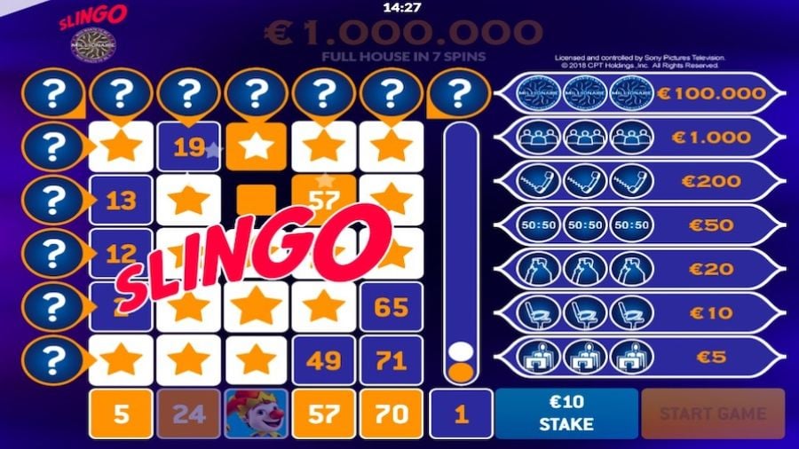 Slingo Who Wants To Be A Millionaire Bonus - partycasino