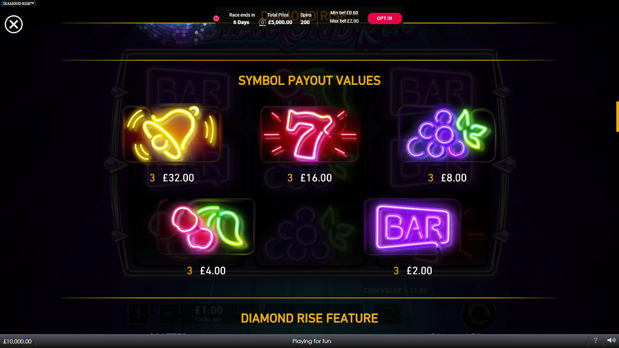 Diamond Rise Feature Symbols Eng - partycasino