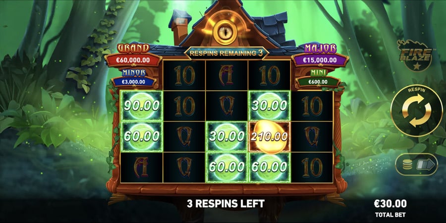 Fire Blaze Green Wizard Bonus - partycasino