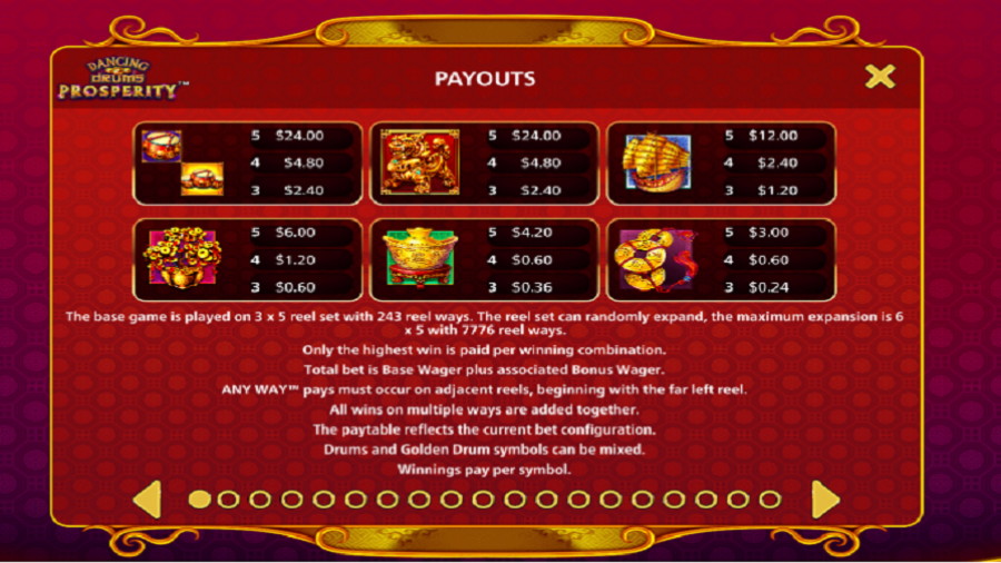 Dancing Drums Prosperity Feature Symbols - partycasino