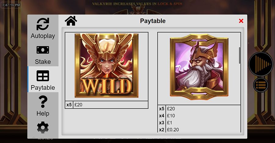 Rise Of The Valkyrie Splitz Symbols - partycasino