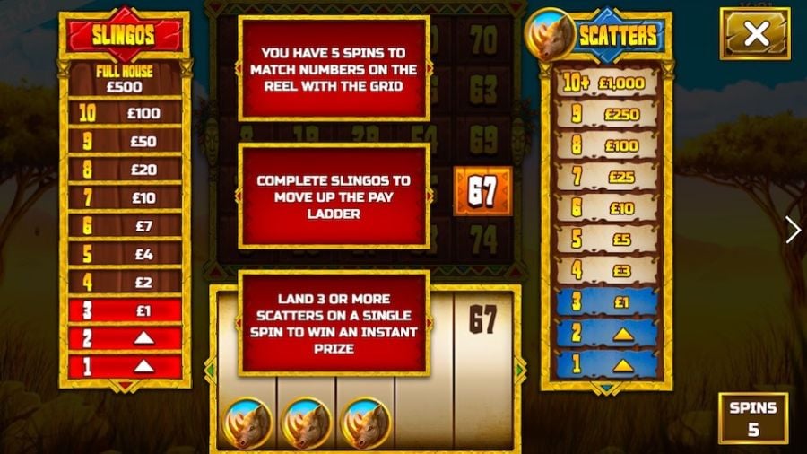 Slingo Stampede Feature Symbols - partycasino