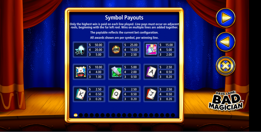 Dave Lame Bad Magician Feature Symbols - partycasino